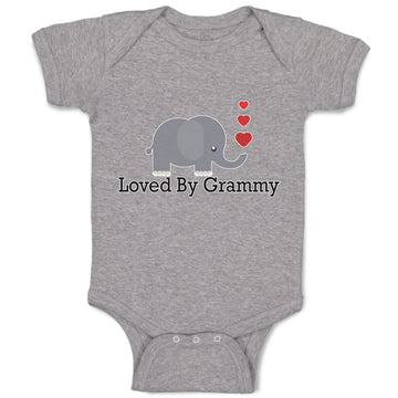 Baby Clothes Loved by Grammy An Elephant Blowing Heart Symbol Baby Bodysuits