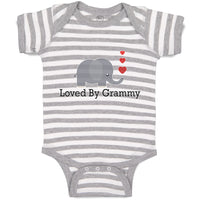 Baby Clothes Loved by Grammy An Elephant Blowing Heart Symbol Baby Bodysuits
