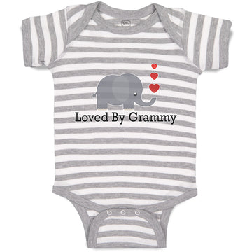 Baby Clothes Loved by Grammy An Elephant Blowing Heart Symbol Baby Bodysuits