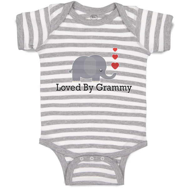 Baby Clothes Loved by Grammy An Elephant Blowing Heart Symbol Baby Bodysuits