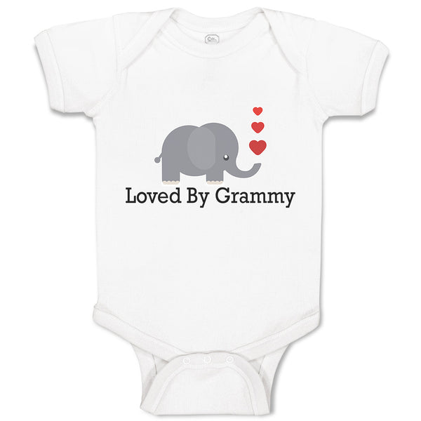 Baby Clothes Loved by Grammy An Elephant Blowing Heart Symbol Baby Bodysuits