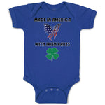 Made in America with Irish Parts and An American Flag of Usa with Shamrock Leaf