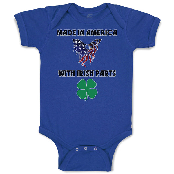 Made in America with Irish Parts and An American Flag of Usa with Shamrock Leaf