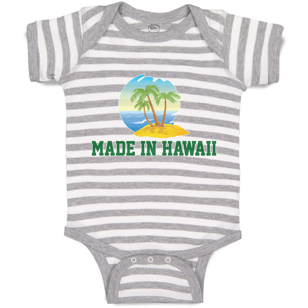 Baby Clothes Made in Hawaii with Tropical Beach Background Baby Bodysuits Cotton