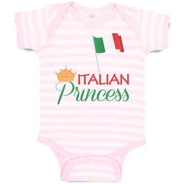 Baby Clothes Italian Princess with National Flag and Prince Crown Baby Bodysuits