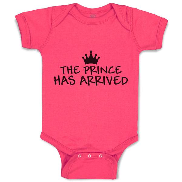 Baby Clothes The Prince Has Arrived with Black Silhouette Crown Baby Bodysuits