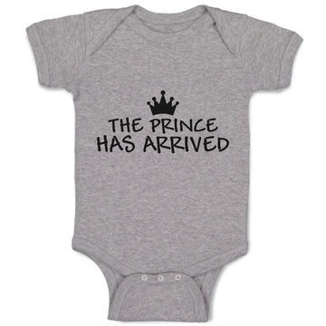 Baby Clothes The Prince Has Arrived with Black Silhouette Crown Baby Bodysuits