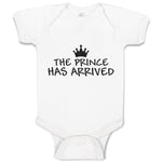 Baby Clothes The Prince Has Arrived with Black Silhouette Crown Baby Bodysuits