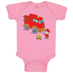 Baby Clothes Red Fire Truck and Smiling Firefighter Trucks Baby Bodysuits Cotton