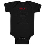 Baby Clothes Liberty Bell with Red Text Philly Philadelphia Baby Bodysuits