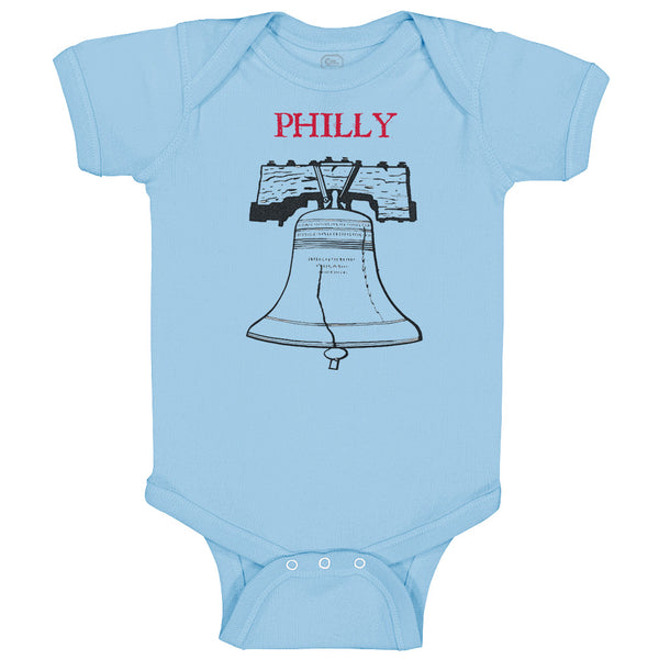 Baby Clothes Liberty Bell with Red Text Philly Philadelphia Baby Bodysuits