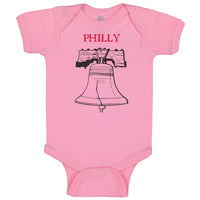 Baby Clothes Liberty Bell with Red Text Philly Philadelphia Baby Bodysuits