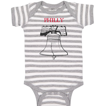 Baby Clothes Liberty Bell with Red Text Philly Philadelphia Baby Bodysuits