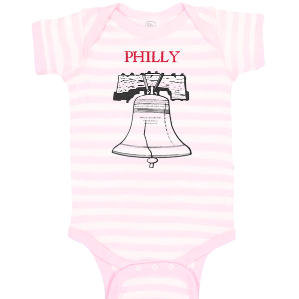 Baby Clothes Liberty Bell with Red Text Philly Philadelphia Baby Bodysuits