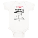 Baby Clothes Liberty Bell with Red Text Philly Philadelphia Baby Bodysuits