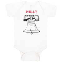 Baby Clothes Liberty Bell with Red Text Philly Philadelphia Baby Bodysuits