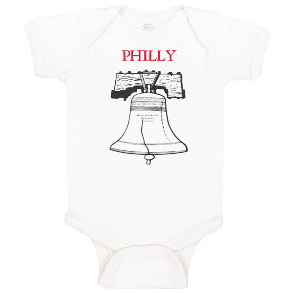 Baby Clothes Liberty Bell with Red Text Philly Philadelphia Baby Bodysuits