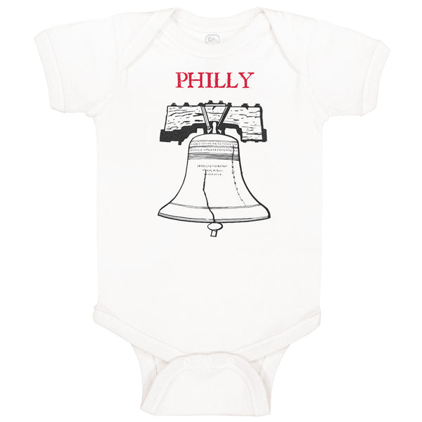 Baby Clothes Liberty Bell with Red Text Philly Philadelphia Baby Bodysuits