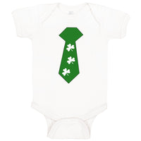 Baby Clothes Tie with 4 White Shamrock St Patrick's Funny Humor Baby Bodysuits