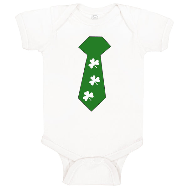 Baby Clothes Tie with 4 White Shamrock St Patrick's Funny Humor Baby Bodysuits