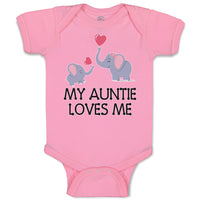 Baby Clothes My Auntie Loves Me! with Cute Elephants Playing Baby Bodysuits