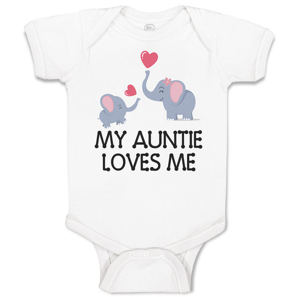 Baby Clothes My Auntie Loves Me! with Cute Elephants Playing Baby Bodysuits