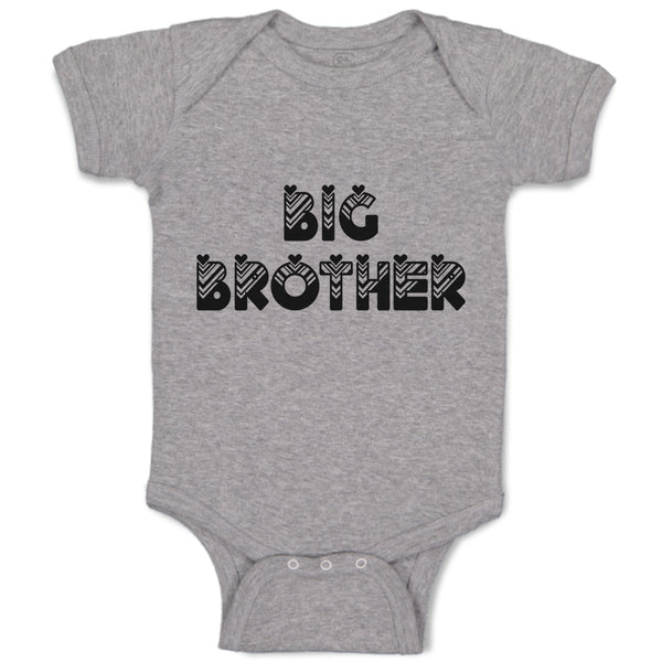 Baby Clothes Big Brother Striped Pattern with Little Silhouette Hearts Cotton