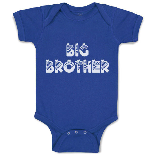 Baby Clothes Big Brother Striped Pattern with Little Silhouette Hearts Cotton