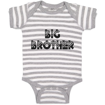 Baby Clothes Big Brother Striped Pattern with Little Silhouette Hearts Cotton