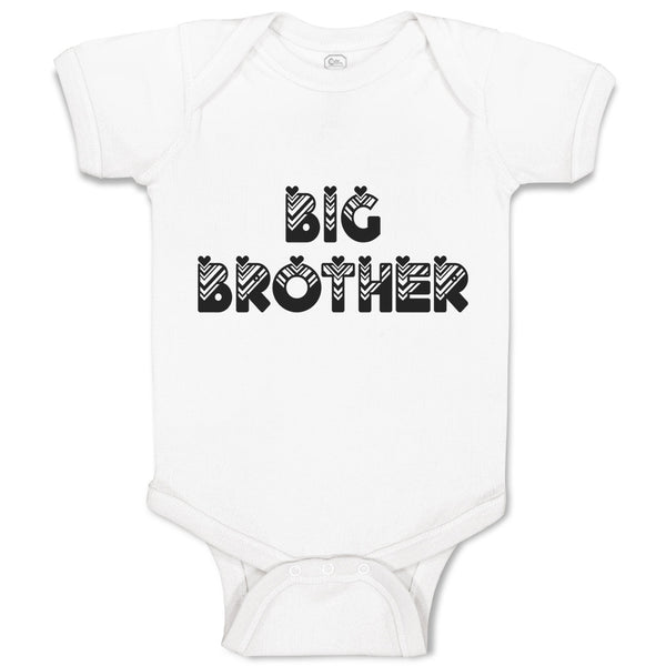 Baby Clothes Big Brother Striped Pattern with Little Silhouette Hearts Cotton