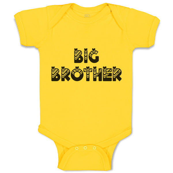 Baby Clothes Big Brother Striped Pattern with Little Silhouette Hearts Cotton