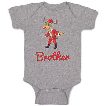 Baby Clothes Brother and A Deer in An Christmas Santa Claus's Costume with Horns