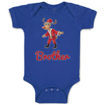 Baby Clothes Brother and A Deer in An Christmas Santa Claus's Costume with Horns