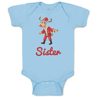 Baby Clothes Sister and A Deer in An Christmas Santa Claus's Costume with Horns