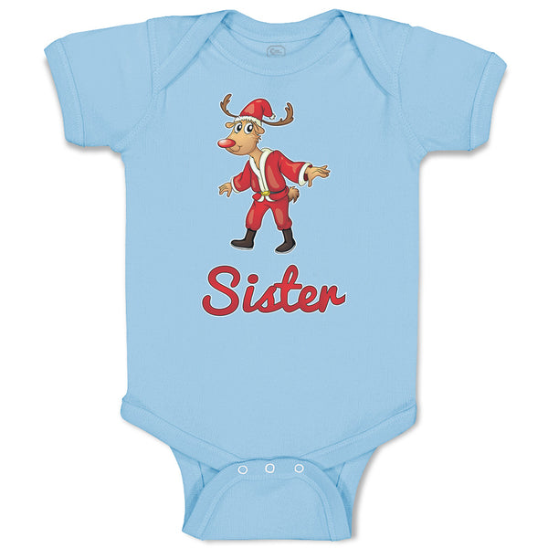 Baby Clothes Sister and A Deer in An Christmas Santa Claus's Costume with Horns