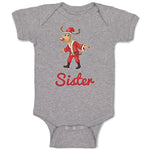 Baby Clothes Sister and A Deer in An Christmas Santa Claus's Costume with Horns