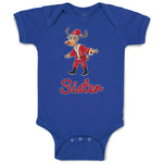 Baby Clothes Sister and A Deer in An Christmas Santa Claus's Costume with Horns