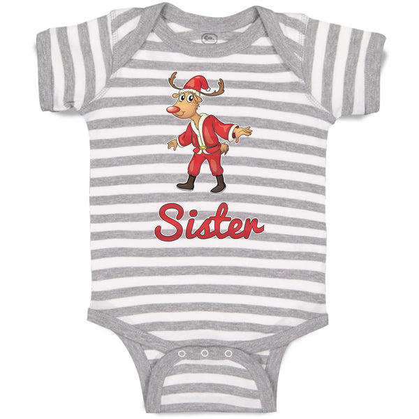 Baby Clothes Sister and A Deer in An Christmas Santa Claus's Costume with Horns