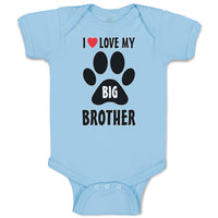 Baby Clothes I Love My Big Brother with Dog Black Paw Footprint Baby Bodysuits