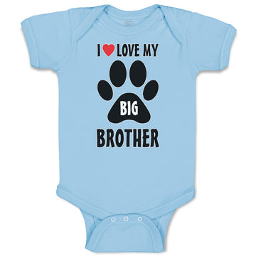 Baby Clothes I Love My Big Brother with Dog Black Paw Footprint Baby Bodysuits