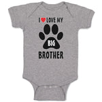 Baby Clothes I Love My Big Brother with Dog Black Paw Footprint Baby Bodysuits