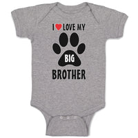 Baby Clothes I Love My Big Brother with Dog Black Paw Footprint Baby Bodysuits