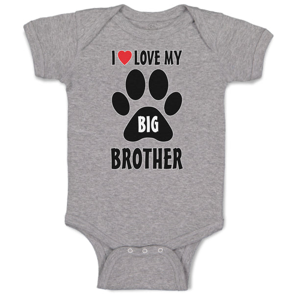 Baby Clothes I Love My Big Brother with Dog Black Paw Footprint Baby Bodysuits