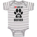 Baby Clothes I Love My Big Brother with Dog Black Paw Footprint Baby Bodysuits