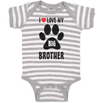 Baby Clothes I Love My Big Brother with Dog Black Paw Footprint Baby Bodysuits
