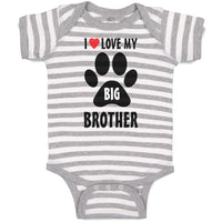 Baby Clothes I Love My Big Brother with Dog Black Paw Footprint Baby Bodysuits