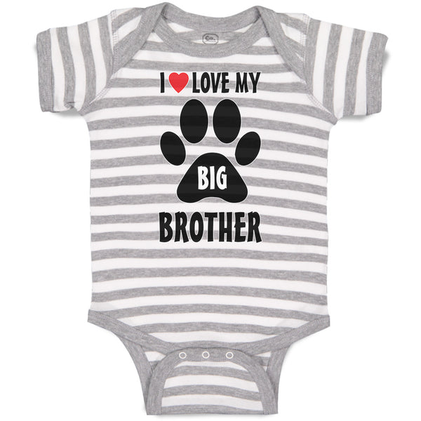 Baby Clothes I Love My Big Brother with Dog Black Paw Footprint Baby Bodysuits