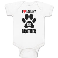 Baby Clothes I Love My Big Brother with Dog Black Paw Footprint Baby Bodysuits