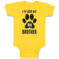 Baby Clothes I Love My Big Brother with Dog Black Paw Footprint Baby Bodysuits