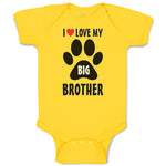 Baby Clothes I Love My Big Brother with Dog Black Paw Footprint Baby Bodysuits